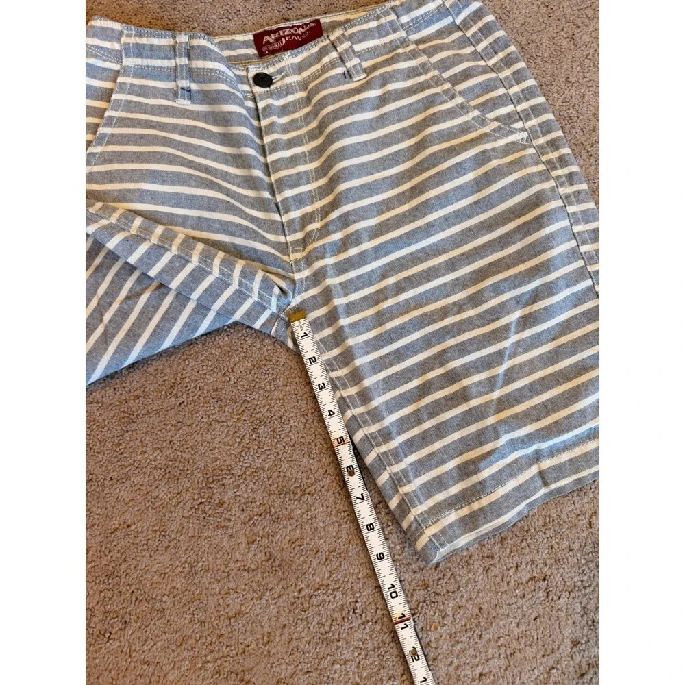 Arizona Jean Co Men Blue White Striped Chino Shorts Sz 31 Nautical Preppy Resort